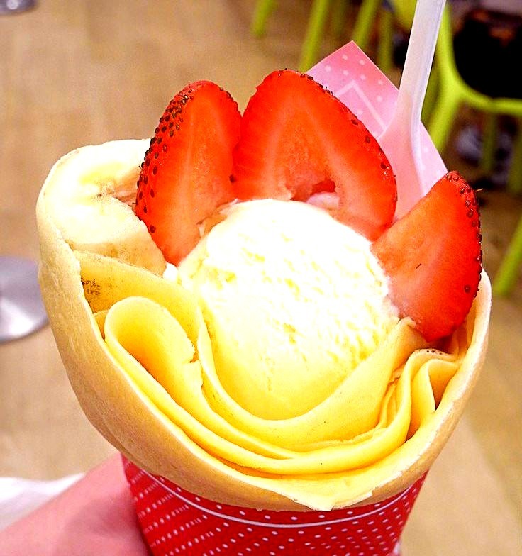 Ice-Cream, Strawberry, Crepe
