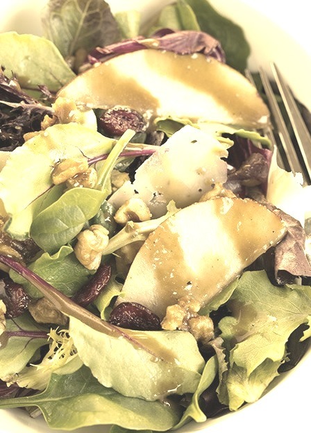Autumn Pear Salad with Candied Walnuts and Balsamic Vinaigrette