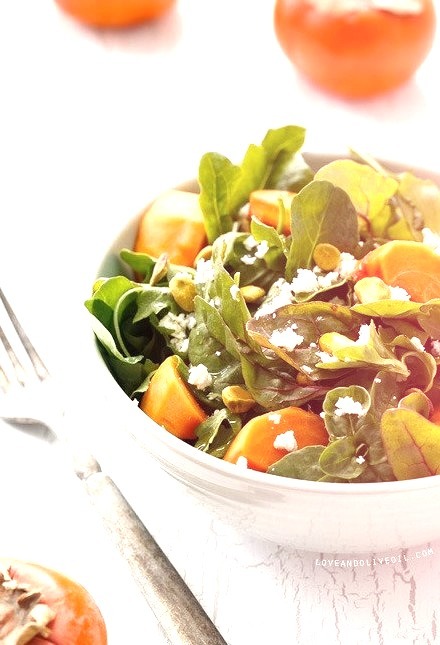 Persimmon Salad with Blood Orange Vinaigrette