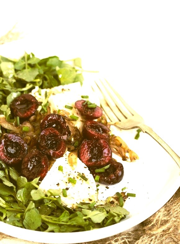 Watercress, Cherry, Sauteed Shallot and Feta Salad