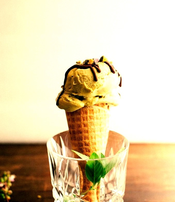 Pistachio + Thai Basil Ice Cream with Magic Shells Earthy Feast